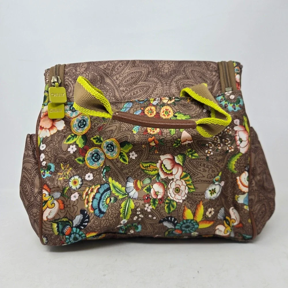 Oilily Floral Paisley Hanging Toiletry Bag Travel Makeup Case Brown Multi